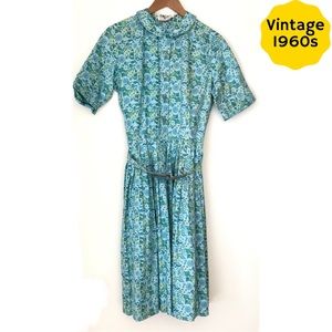 RARE 1960s Vintage Countrywise Macshore Classics floral cotton shirtwaist dress
